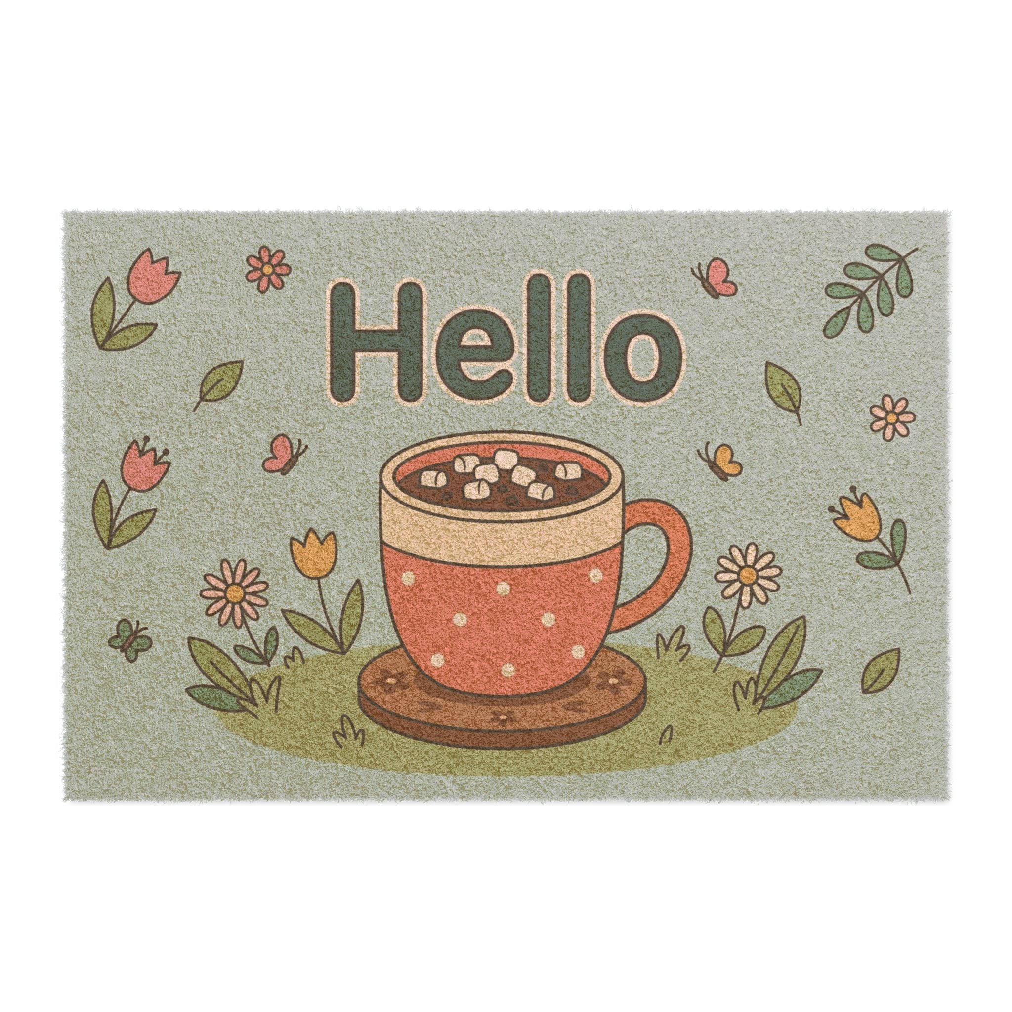Cozy Hello Spring Cocoa Mug Illustration