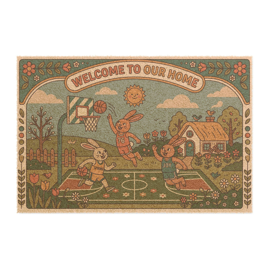 Groovy Hoops Spring Bunnies Welcome Doormat