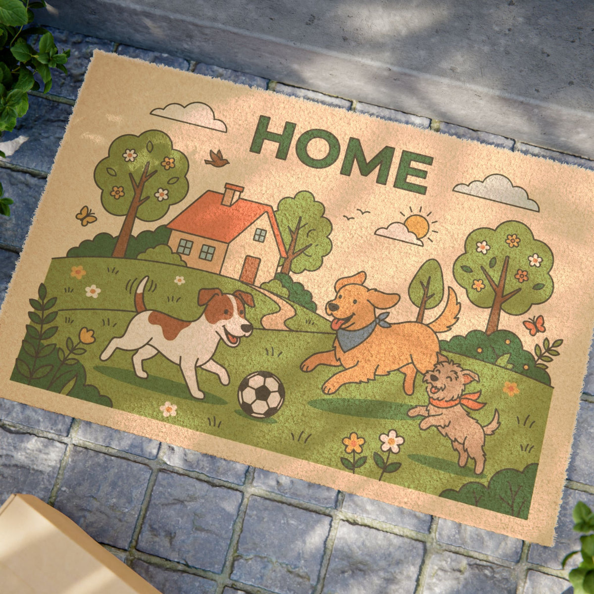 Playful Pups Springtime Home Welcome Art