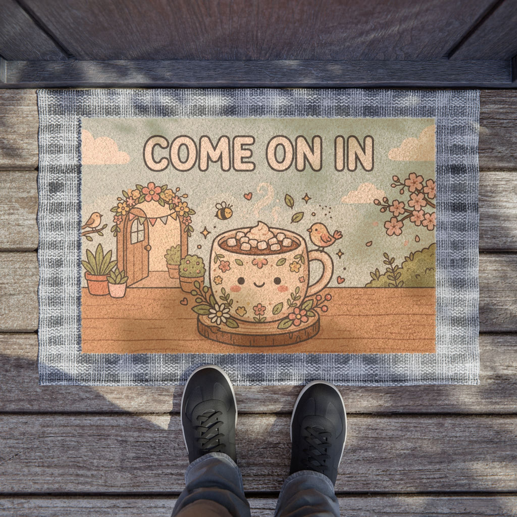 Cozy Spring Cocoa Kawaii Welcome Mat
