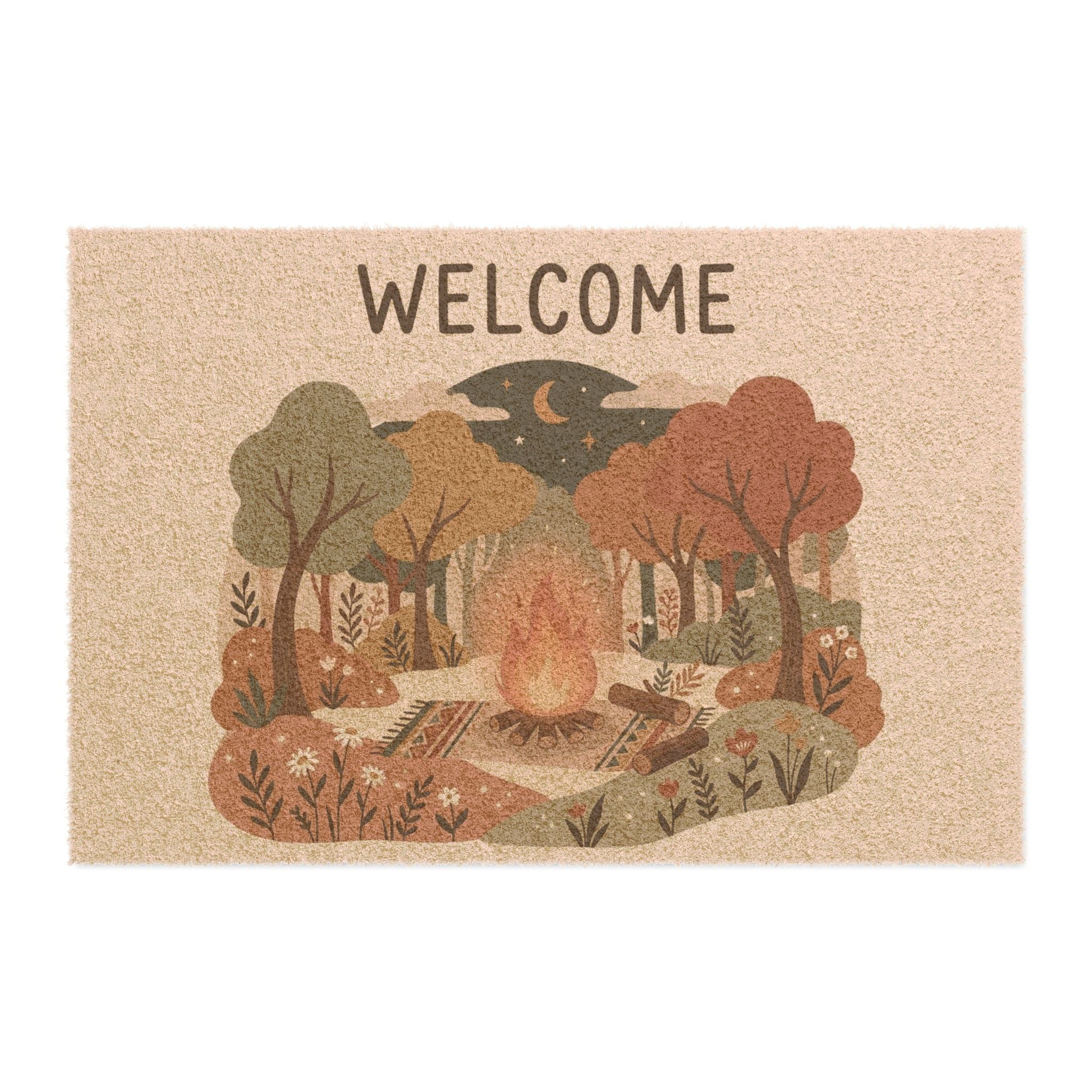 Boho Botanical Cozy Campfire Welcome Doormat