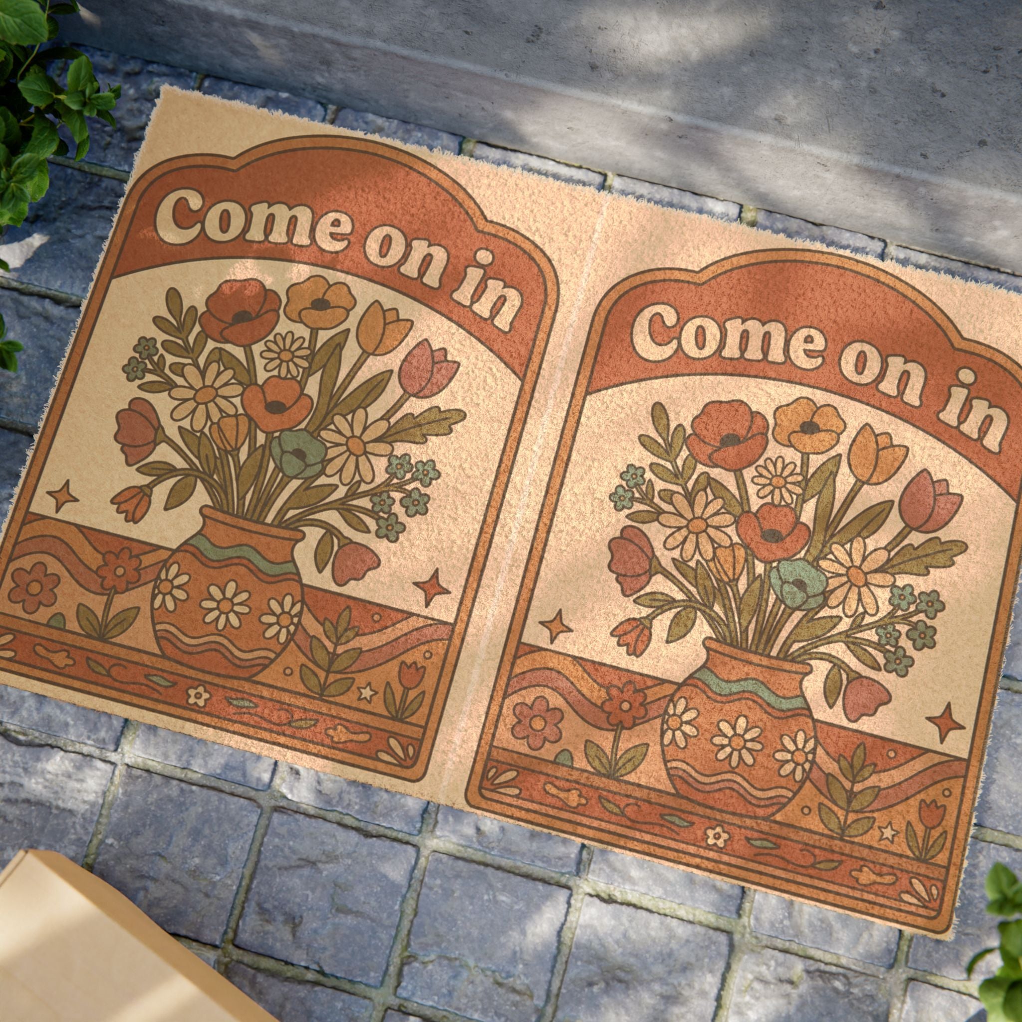 Retro Groovy Wildflower Come On In Sign