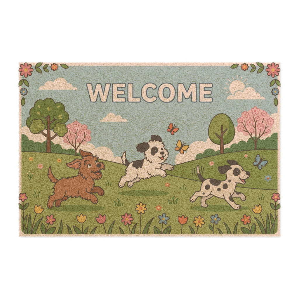 Puppy Playtime Spring Welcome Doormat