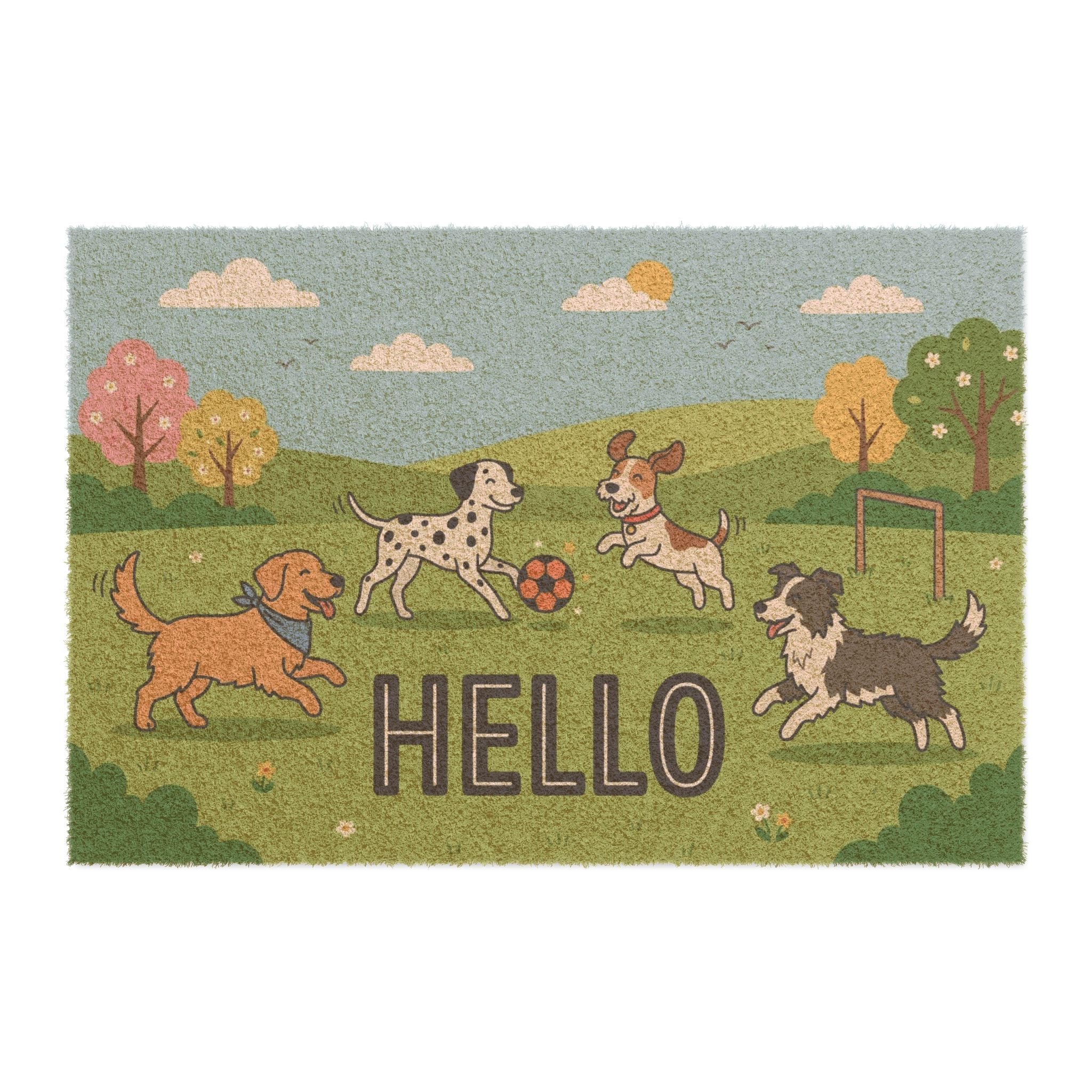 Playful Pups Spring Soccer Welcome Art