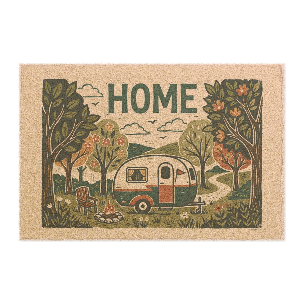 Cozy Retro Camper Forest Home Blockprint