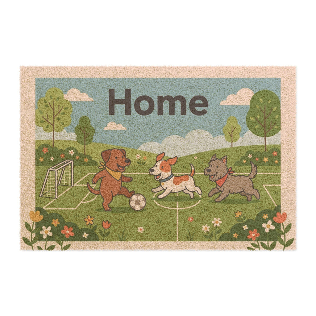 Playful Football Pups Welcome Doormat