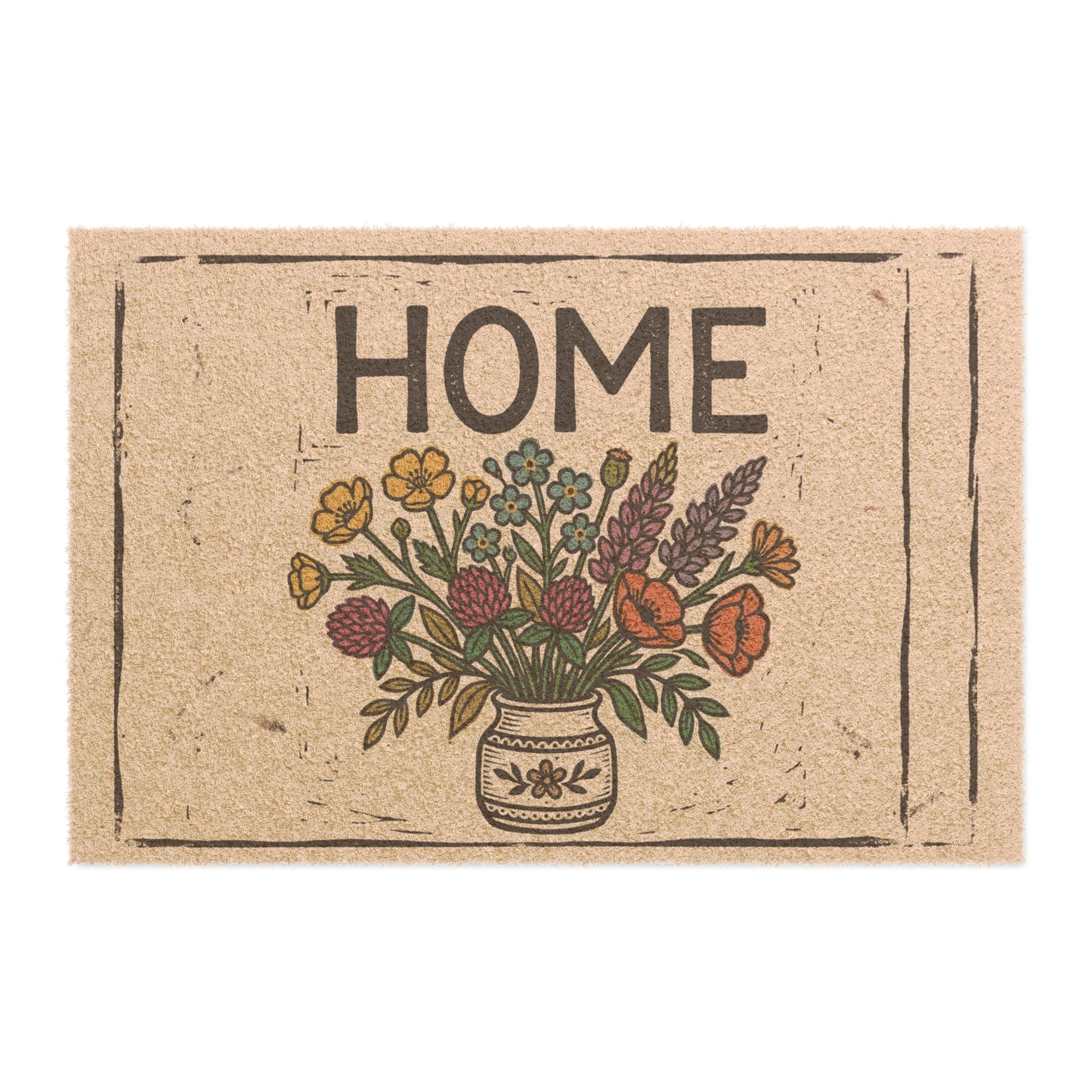 Bold Linocut Wildflower Home Wall Art
