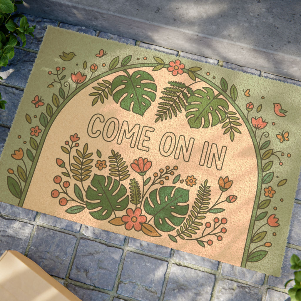 Retro Botanical Come On In Welcome Print