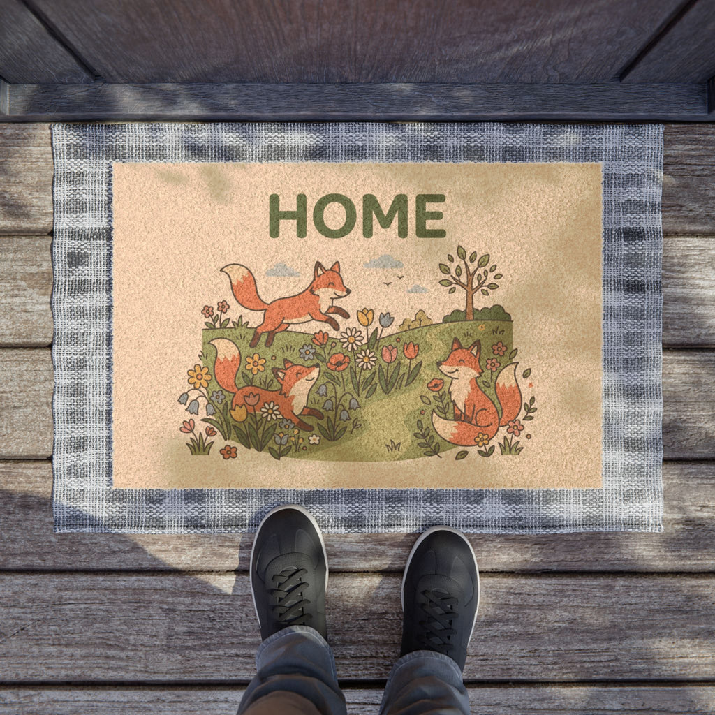 Playful Foxes Spring Home Doormat
