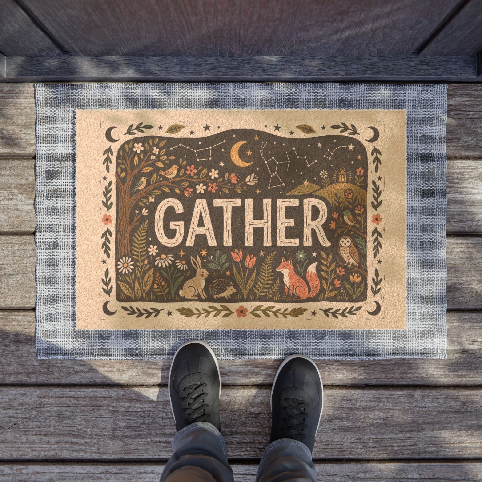 Celestial Gather Woodland Blockprint Art