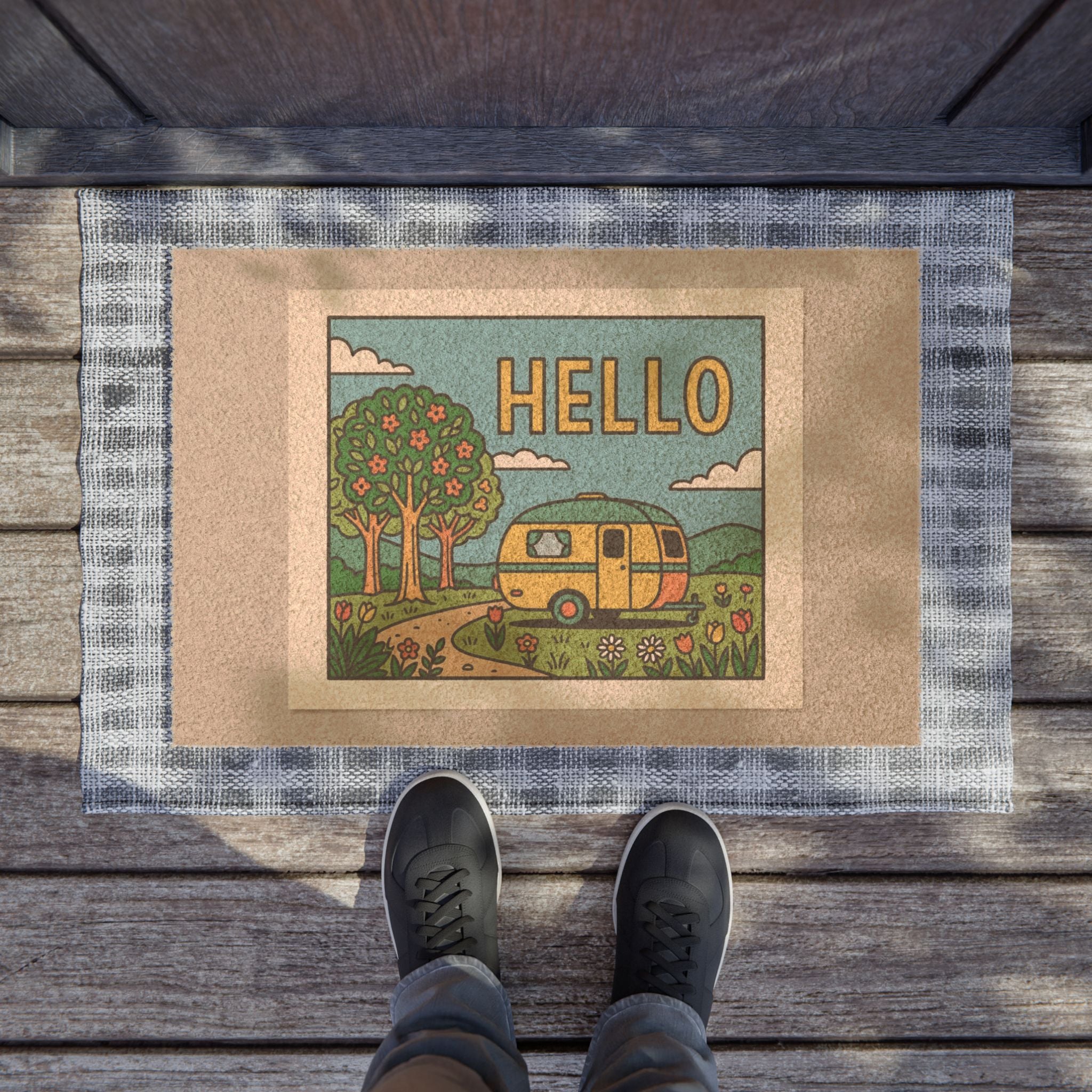 Retro Hello Spring Camper Art Print