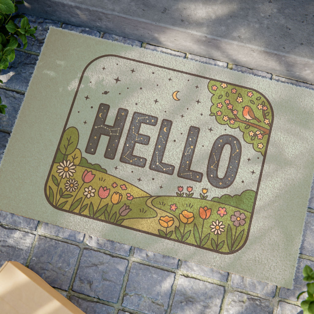 Cosmic Spring Meadow Hello Welcome Doormat