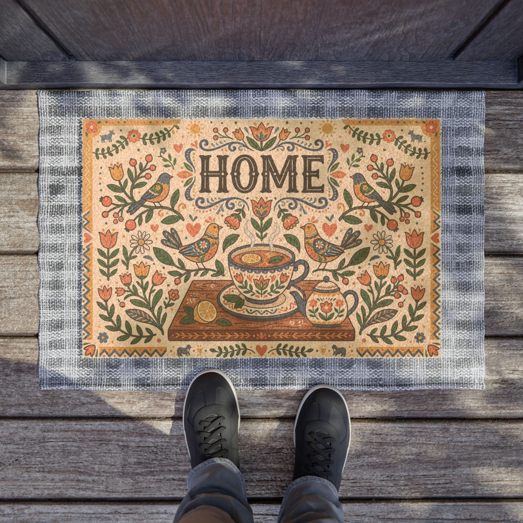 Nordic Folk Art Cozy Tea & Home Doormat