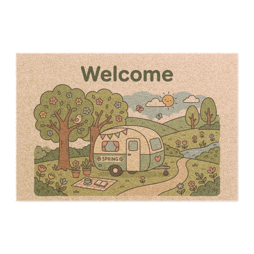 Kawaii Retro Camper Spring Welcome Doormat