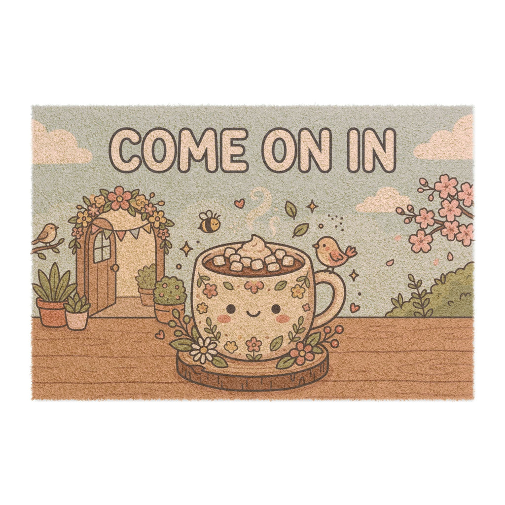 Cozy Spring Cocoa Kawaii Welcome Mat