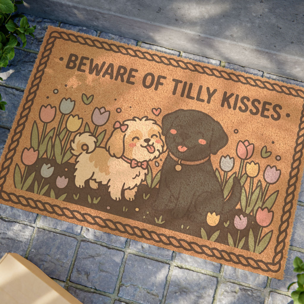 Tilly & Penny: Beware of Kisses Doormat
