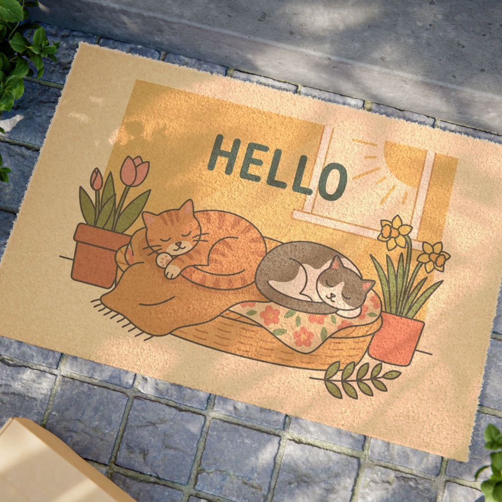 Hello Sunshine Cozy Cats Doormat