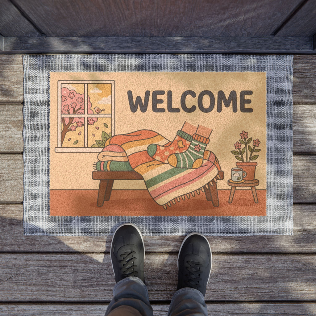 Cozy Blossoms & Socks Spring Welcome Mat