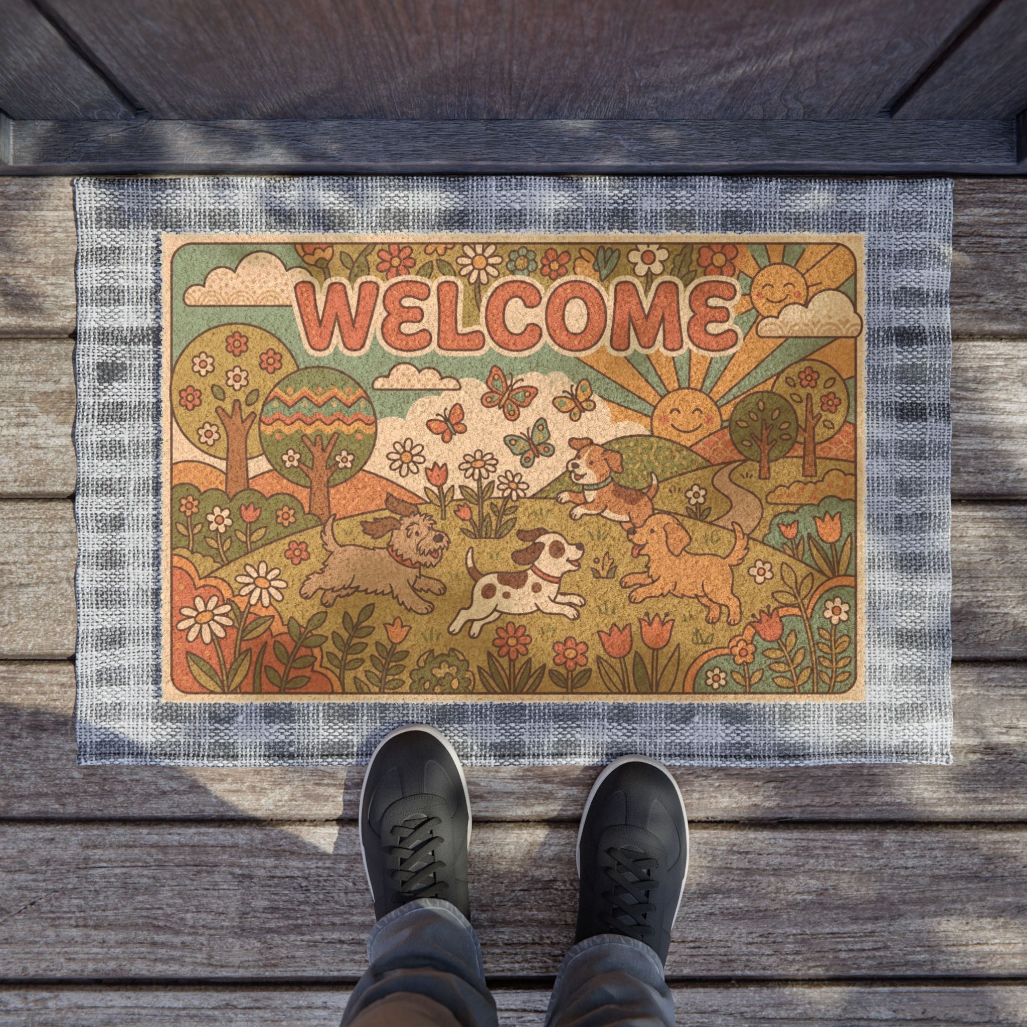 Groovy Puppies Spring Welcome Doormat