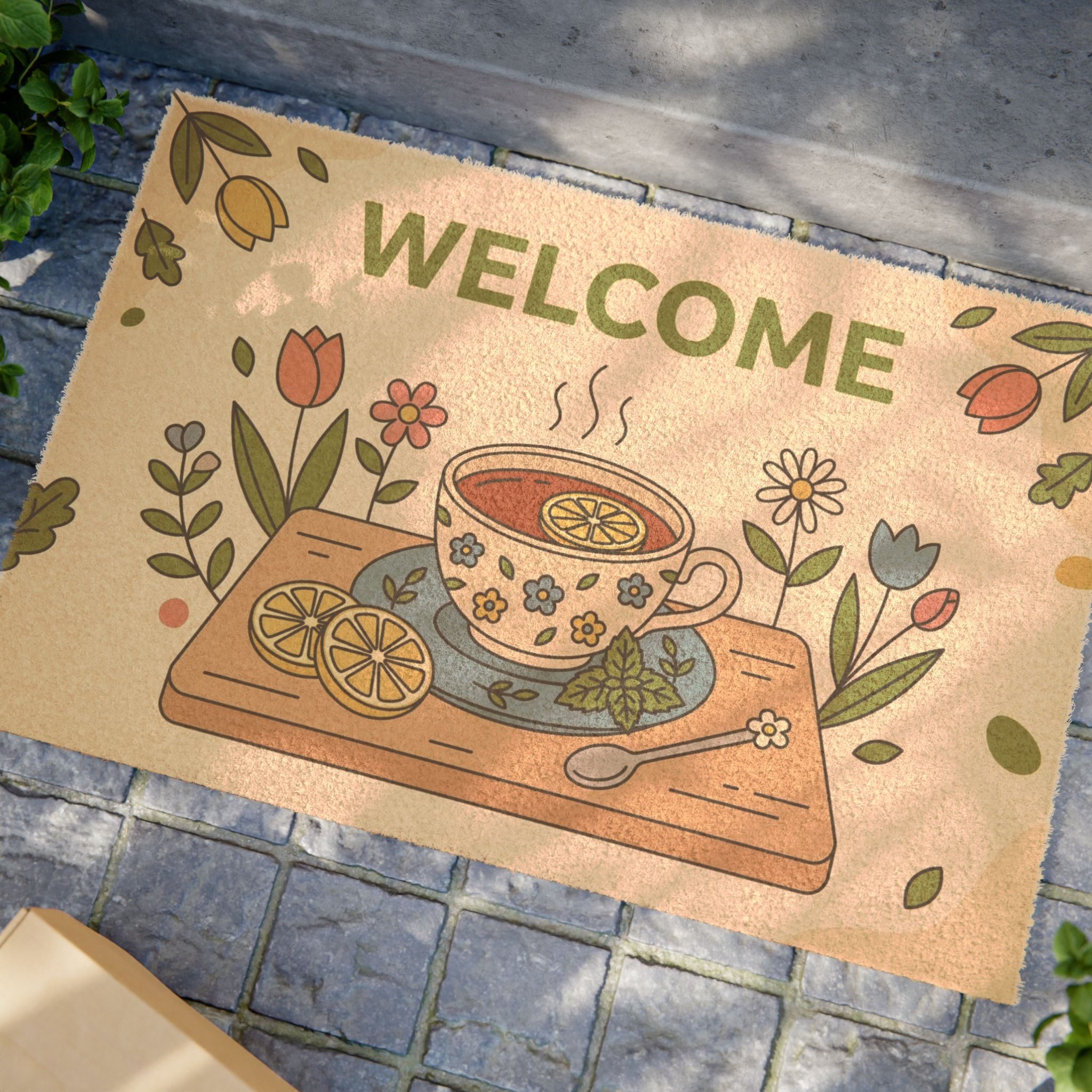 Sweet Lemon Tea Spring Welcome Mat