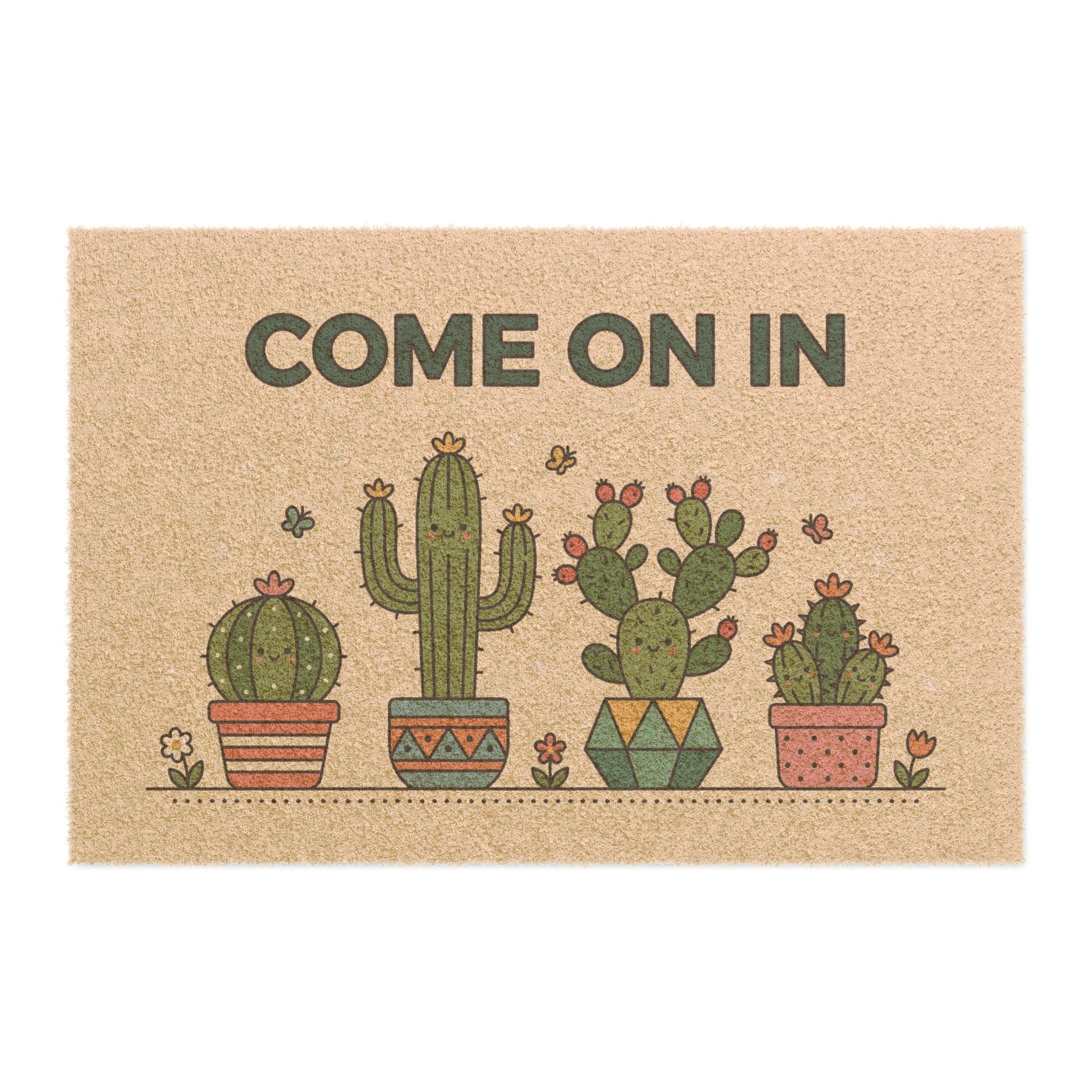 Smiling Cactus 'Come On In' Welcome Mat