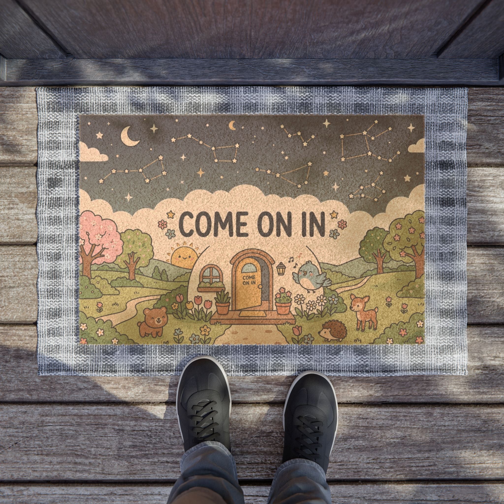 Celestial Spring Forest Friends Welcome Mat