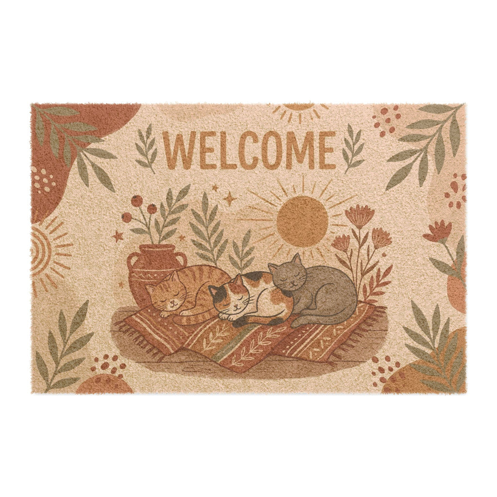 Boho Sun-Drenched Cozy Cats Welcome Doormat