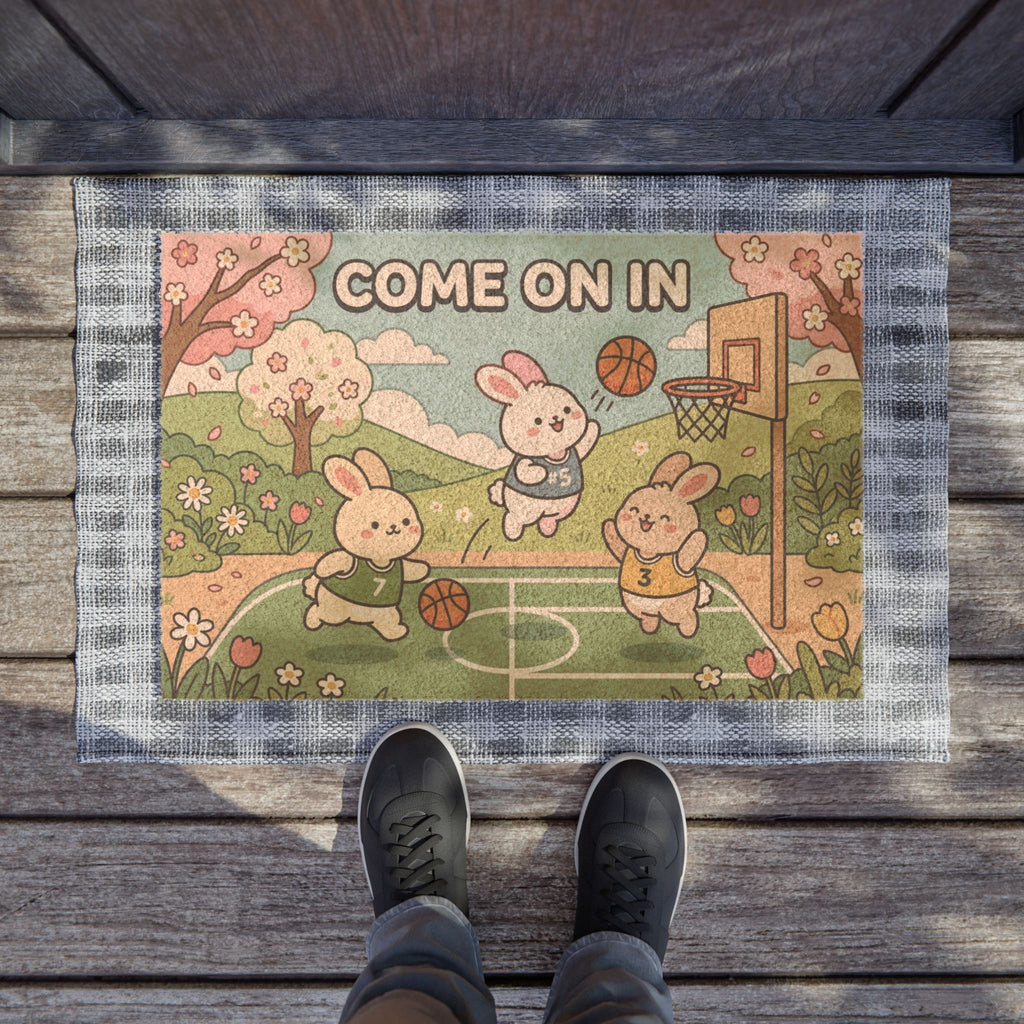 Kawaii Hoops & Blooms Bunny Welcome Doormat
