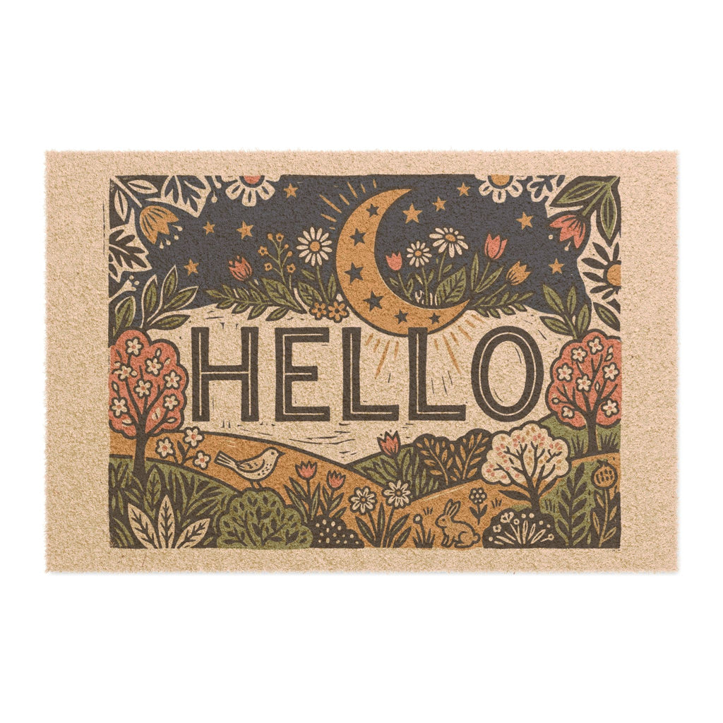 Celestial Folk Art Spring Hello Doormat