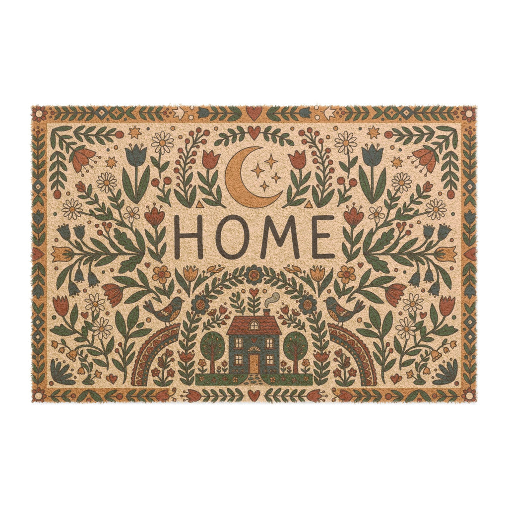 Cozy Nordic Spring Folk Art Home Mat
