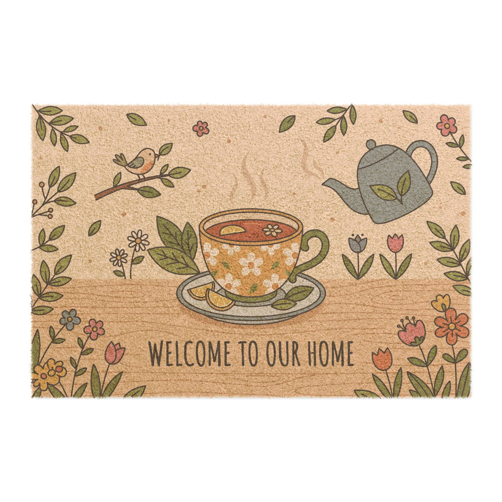 Cozy Floral Tea Time Welcome Doormat