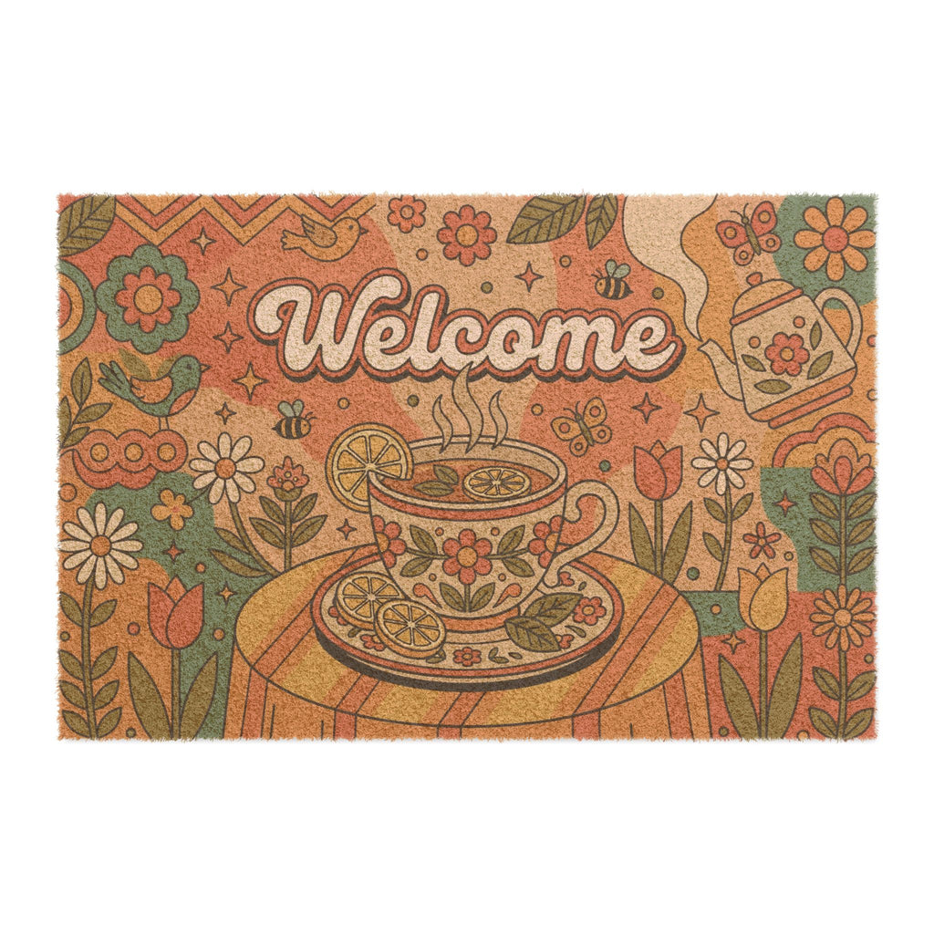 Groovy Retro Citrus Tea Welcome Doormat