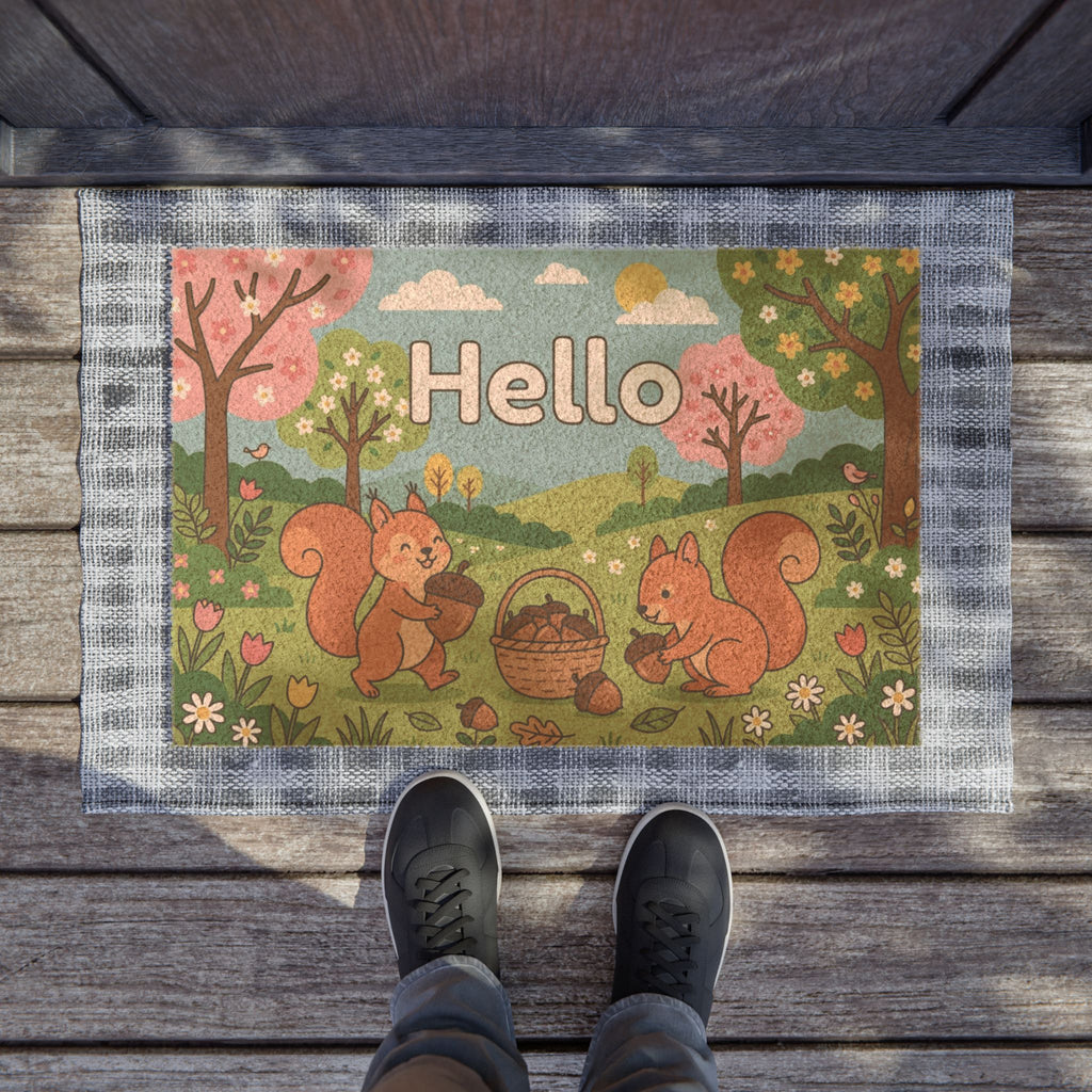Nutty Squirrels Spring Welcome Doormat