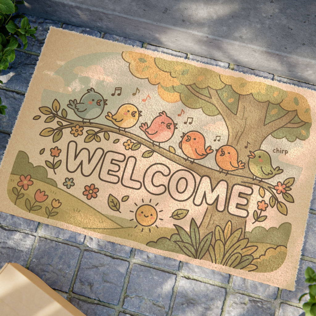 Kawaii Chirpy Summer Birds Welcome Art