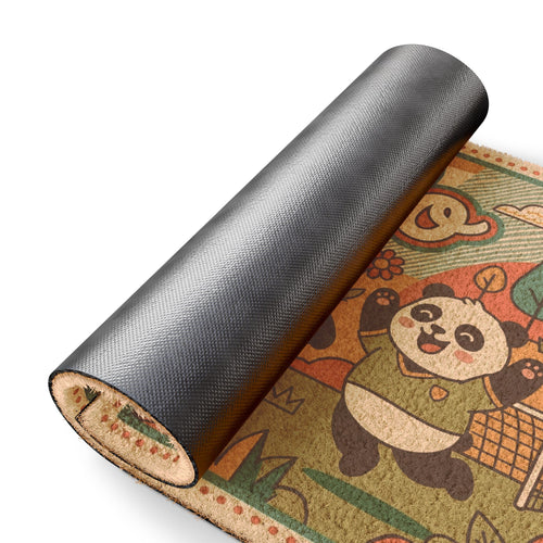70s Retro Hello Playful Soccer Pandas Doormat