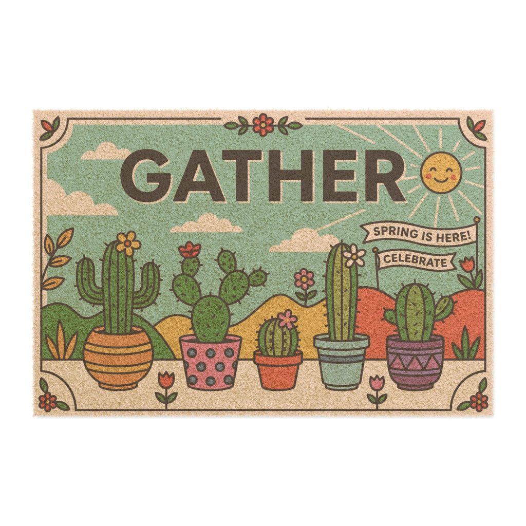Retro Pop Cactus Garden Gather Welcome Mat