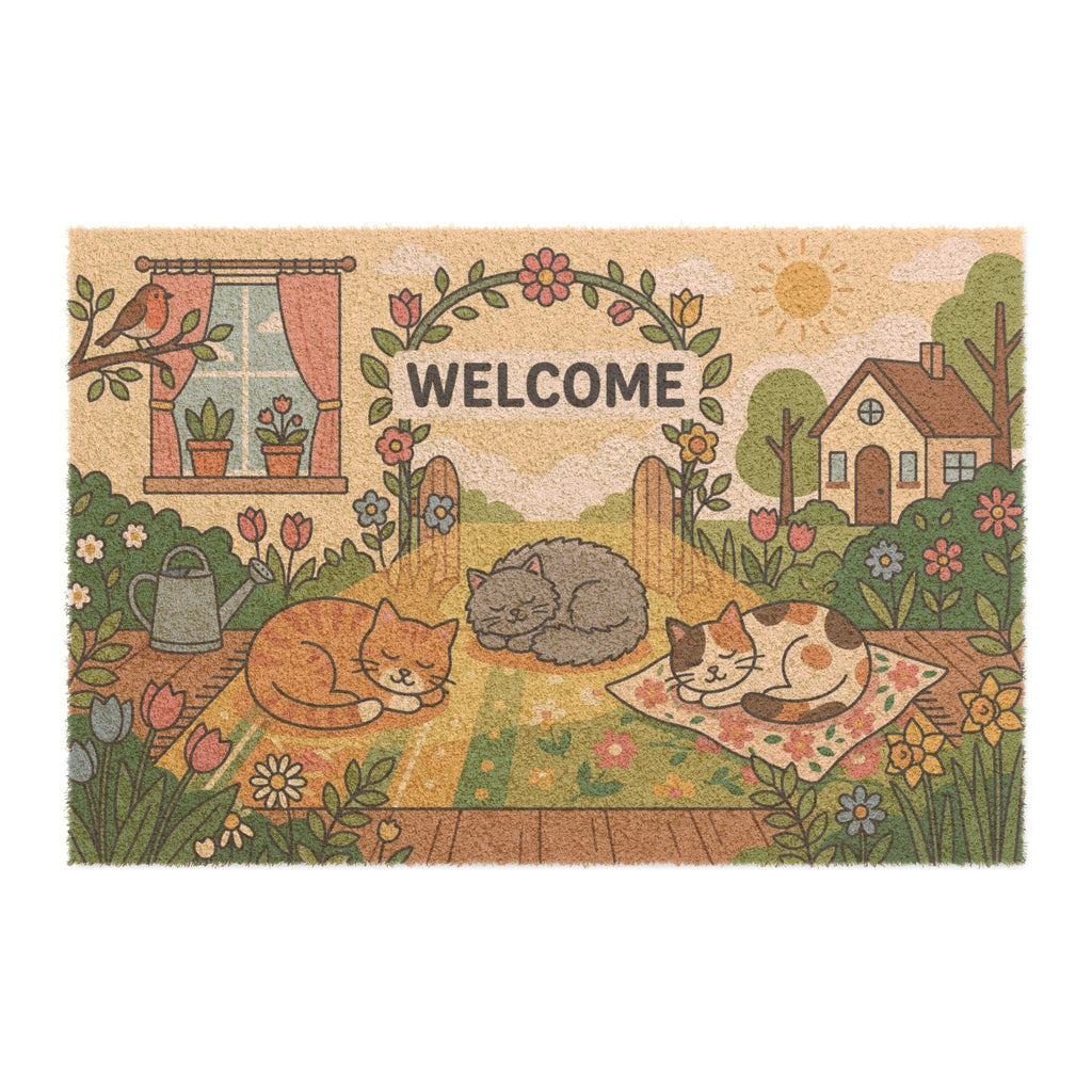 Sun-Kissed Garden Cats Welcome Illustration