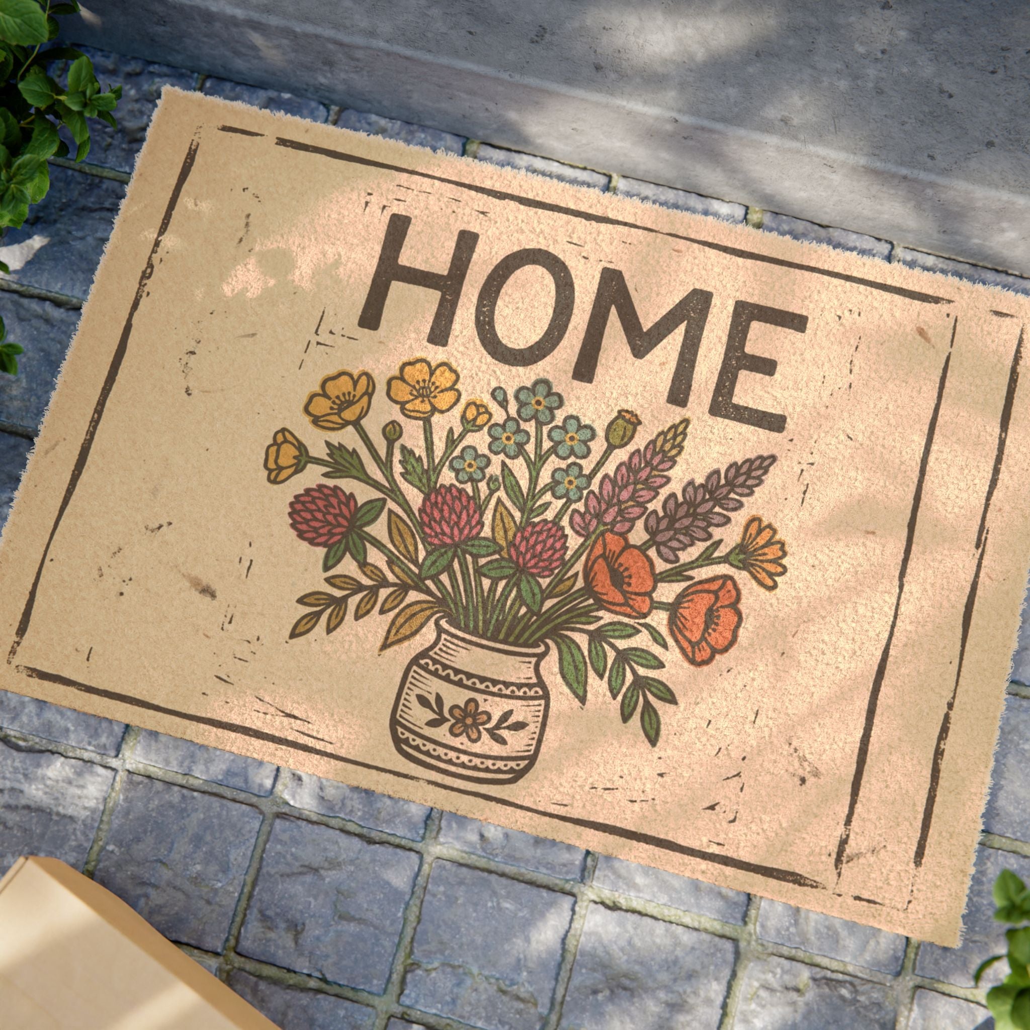 Bold Linocut Wildflower Home Wall Art