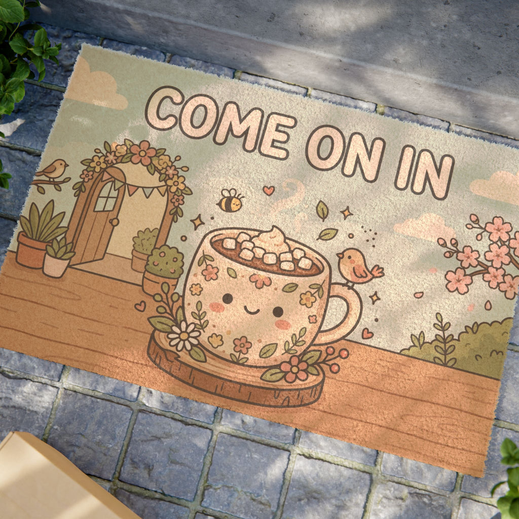 Cozy Spring Cocoa Kawaii Welcome Mat