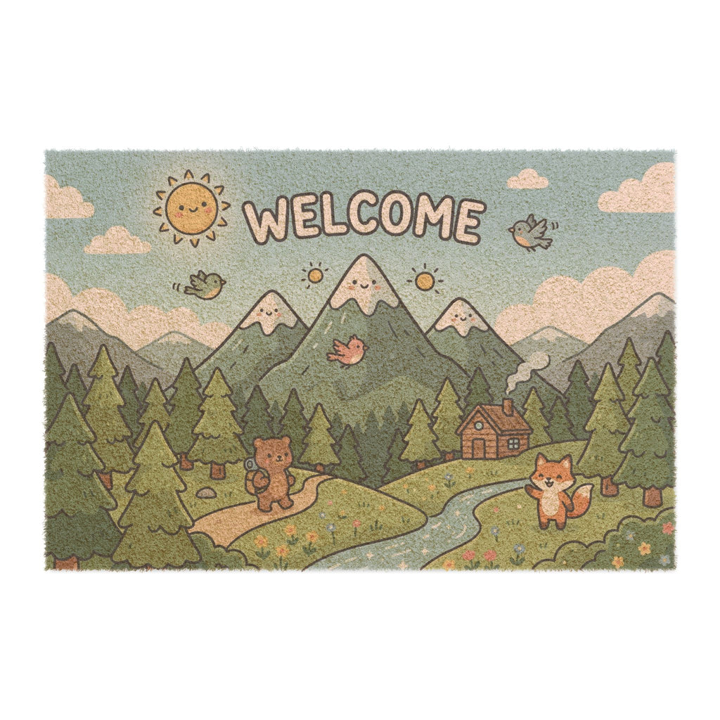 Happy Peaks & Forest Friends Welcome Mat