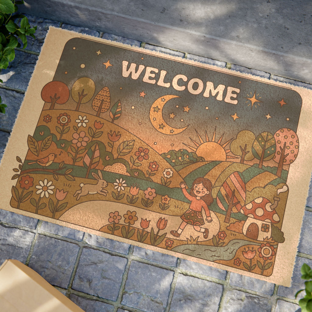 Groovy Mushroom Meadow Welcome Doormat