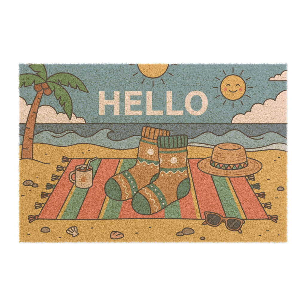 Cozy Summer Socks Beachside Welcome Mat