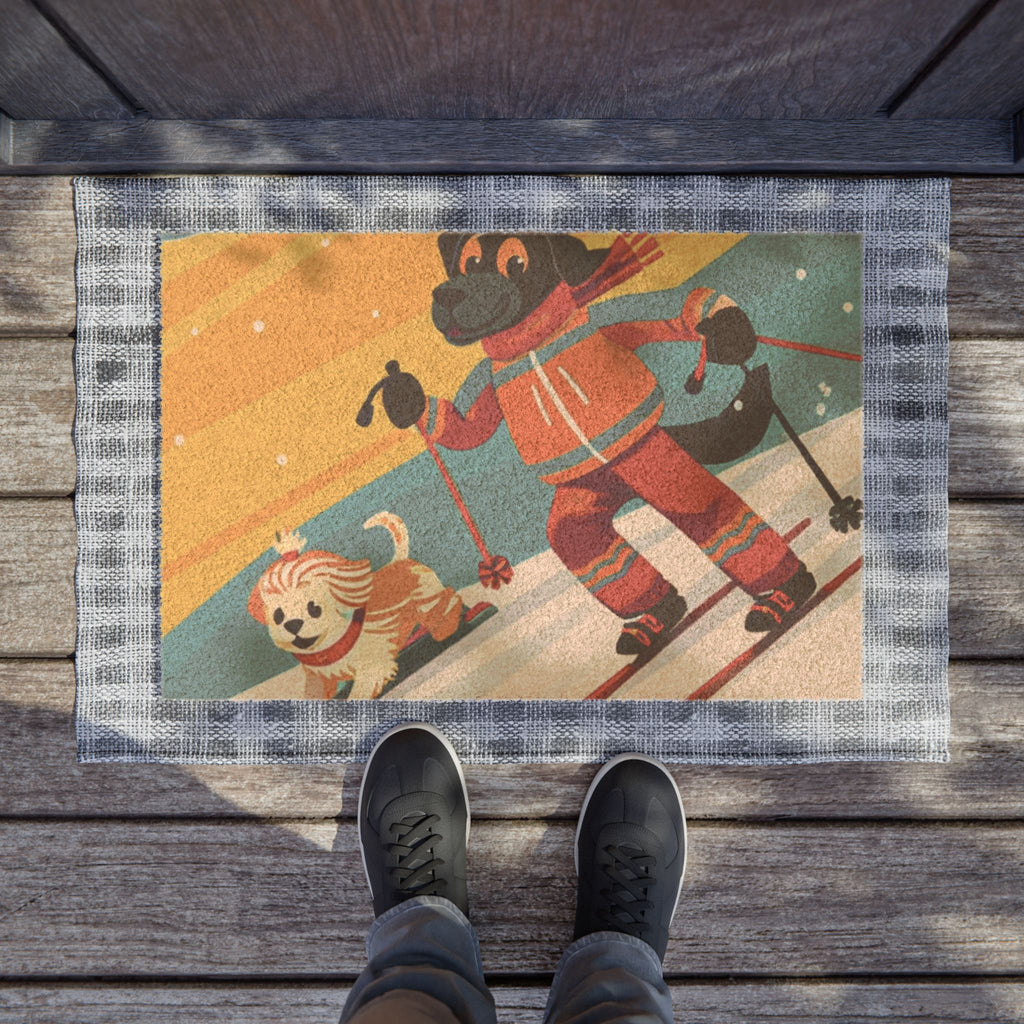 Paw-some Skier Dogs Welcome Mat