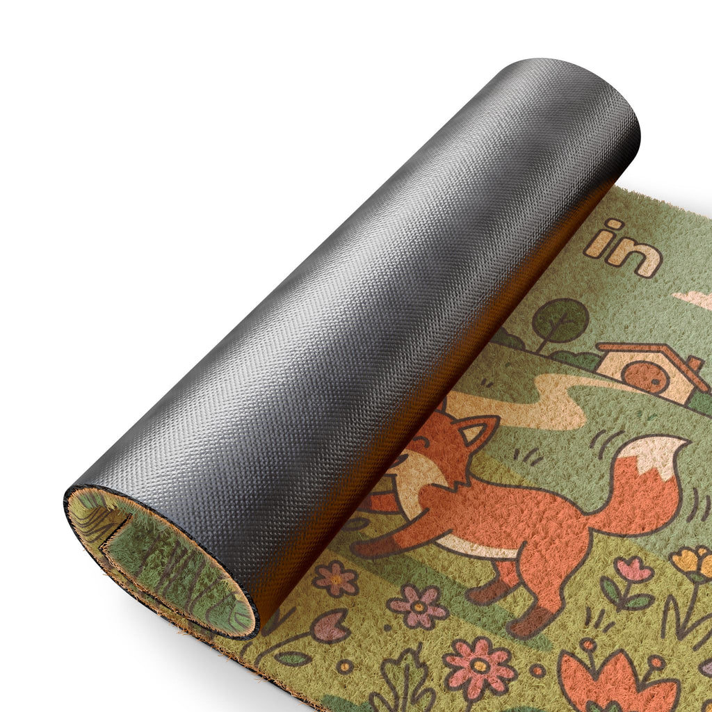 Playful Spring Foxes Welcome Doormat