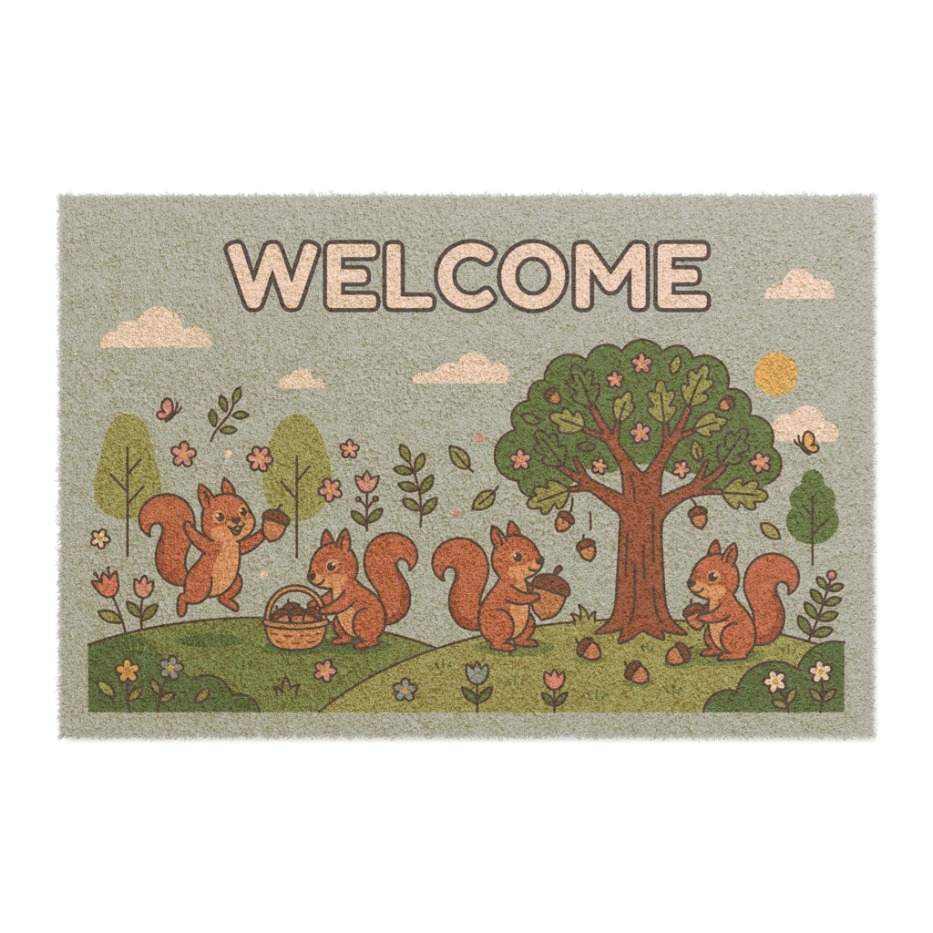 Spring Squirrels Welcome Doormat