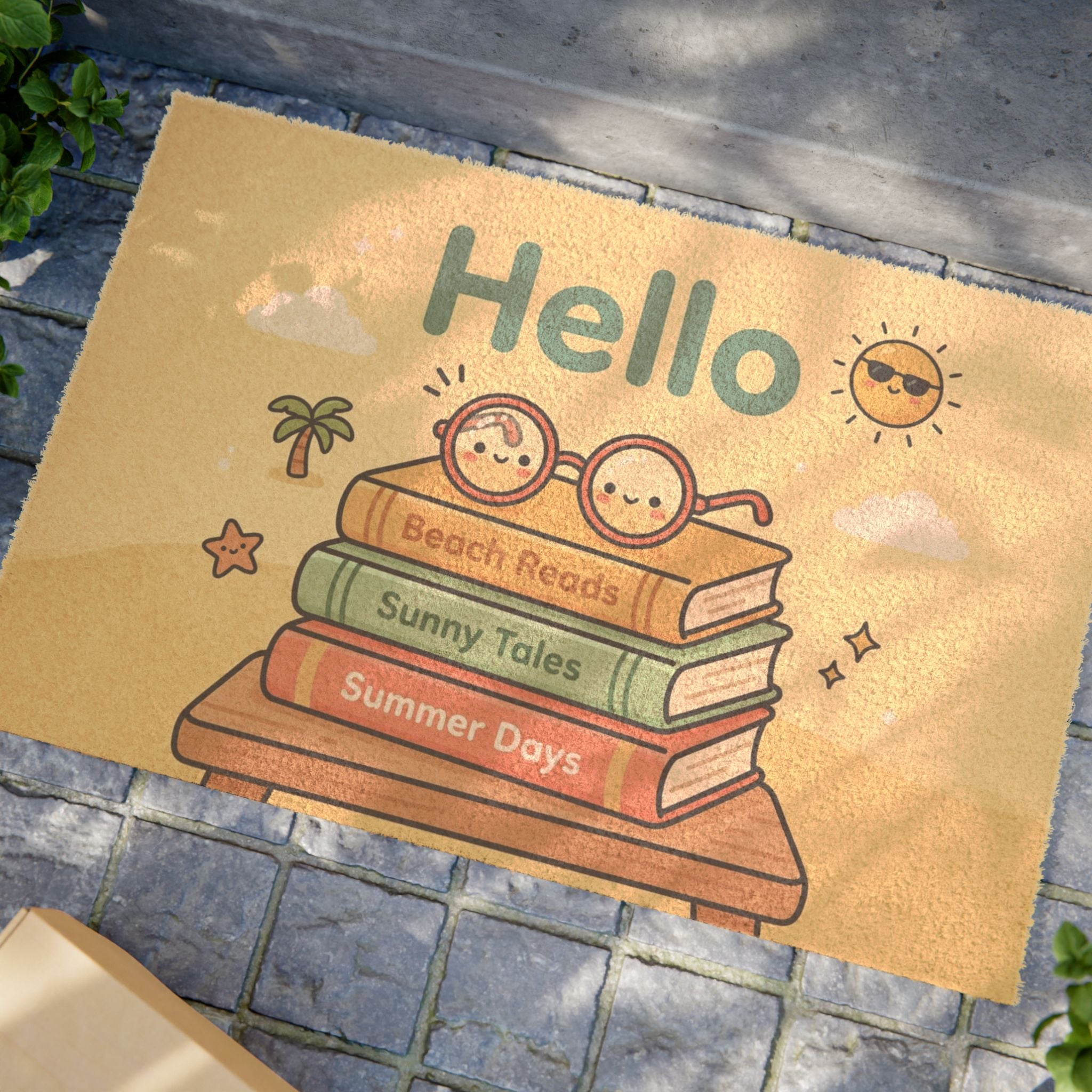 Kawaii Hello Summer Cozy Book Stack Print