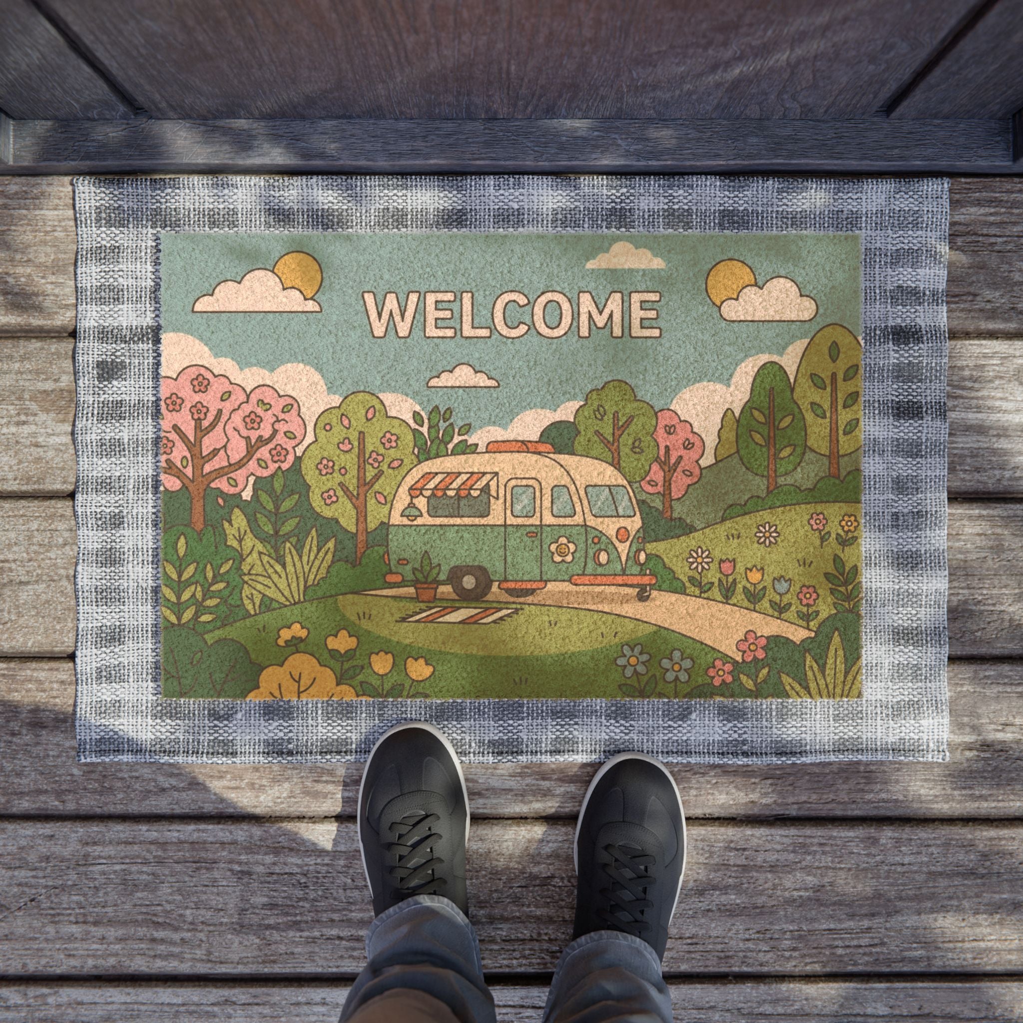 Happy Camper Spring Welcome Doormat