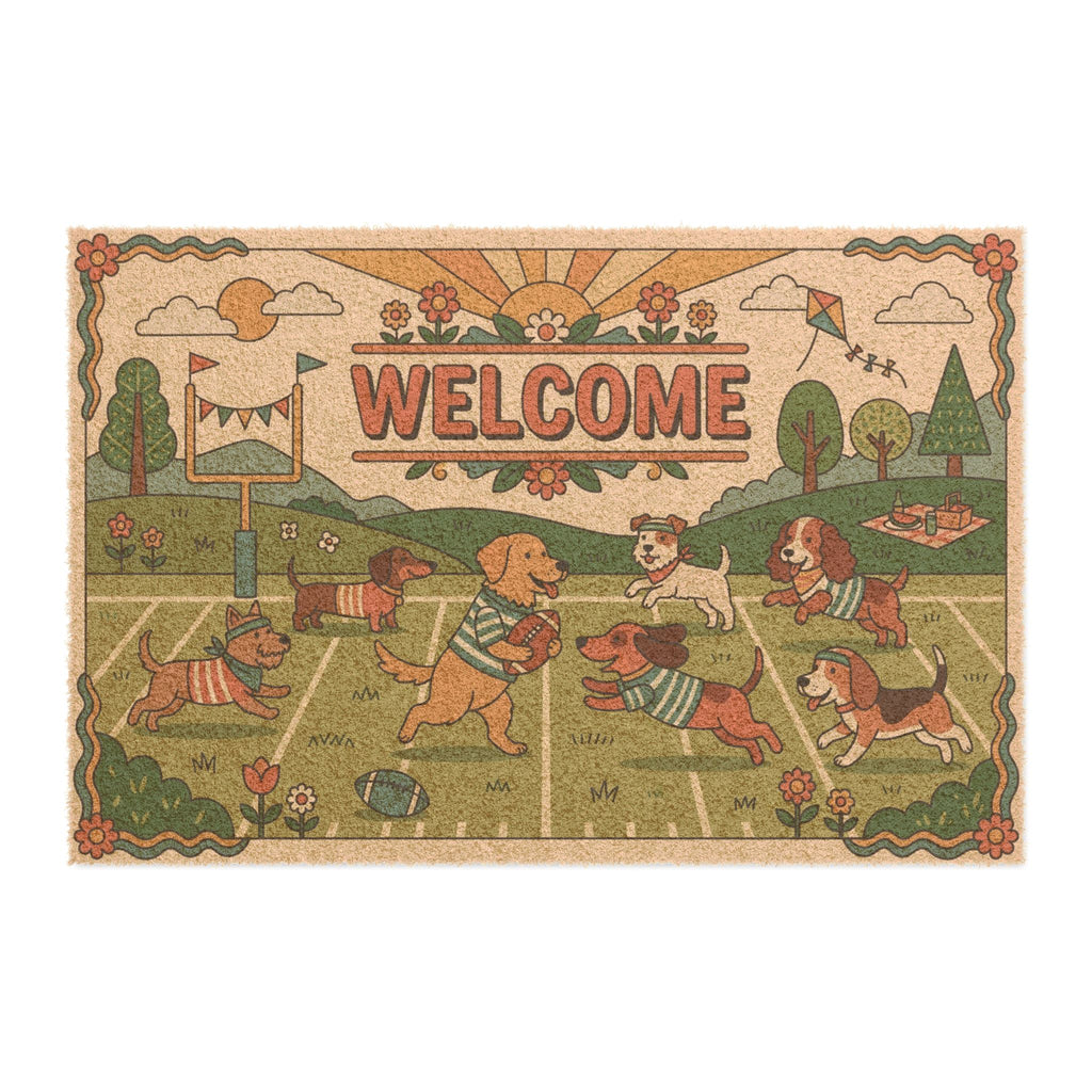Retro Groovy Pup Bowl Welcome Doormat
