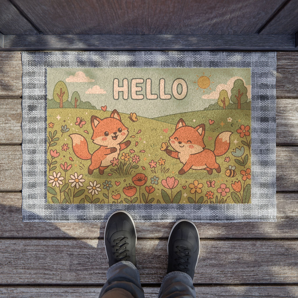 Kawaii Hello Foxes Summer Meadow Art Print