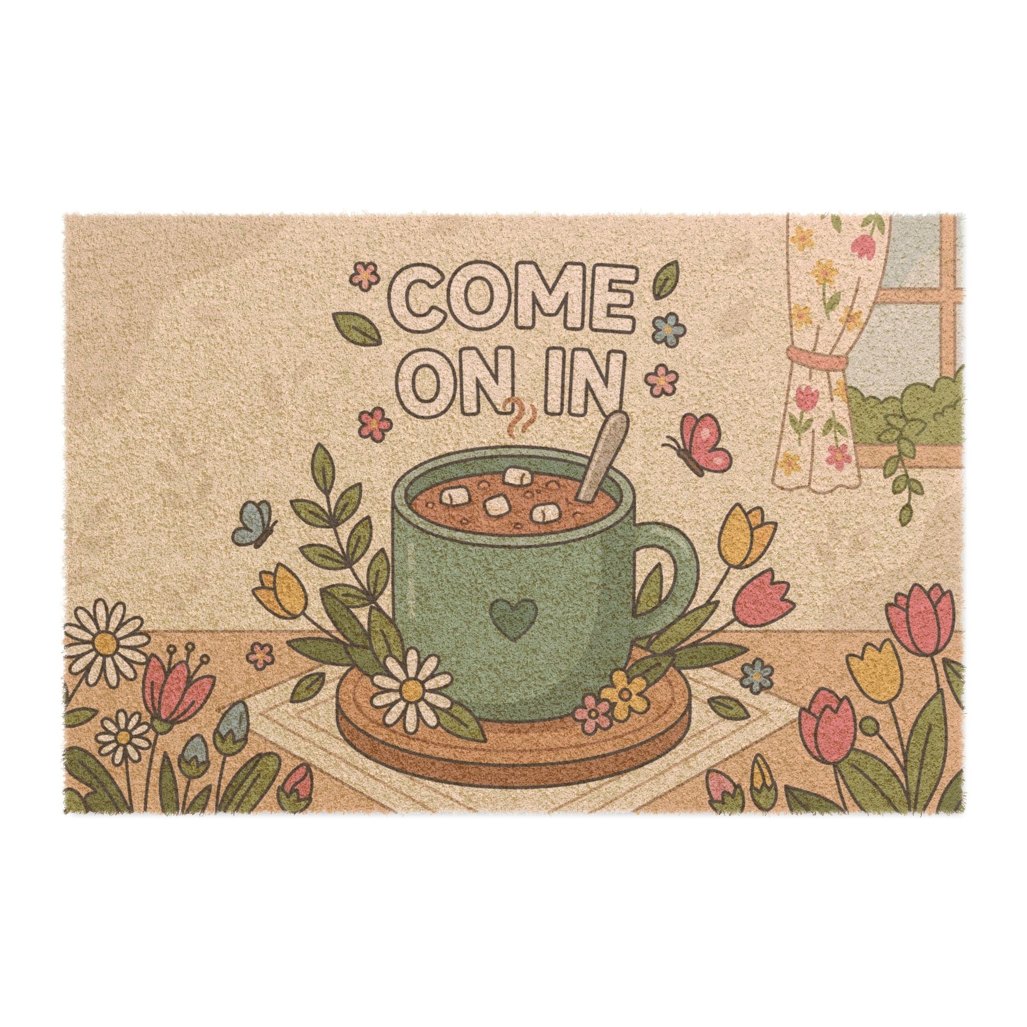Warm Welcome Spring Cocoa Doormat